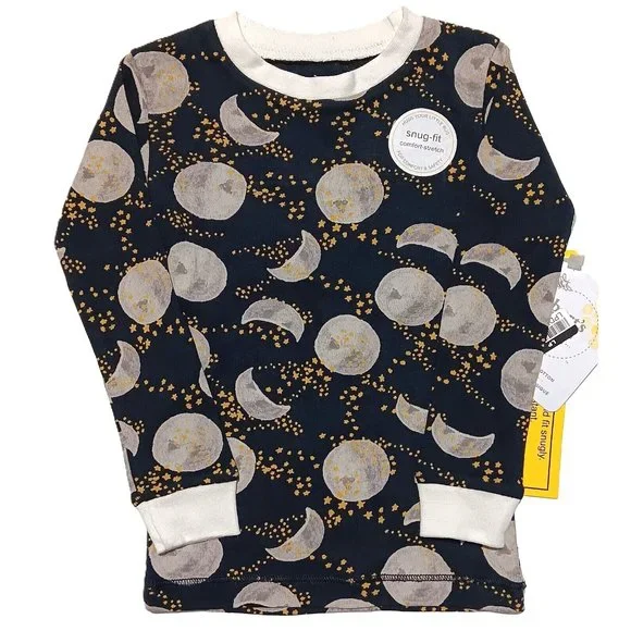 Burt's Bees, Pajamas, Burts Bees Kids Toddler Boys Sizes Black Moon Stars  Print Ls Pajama Top